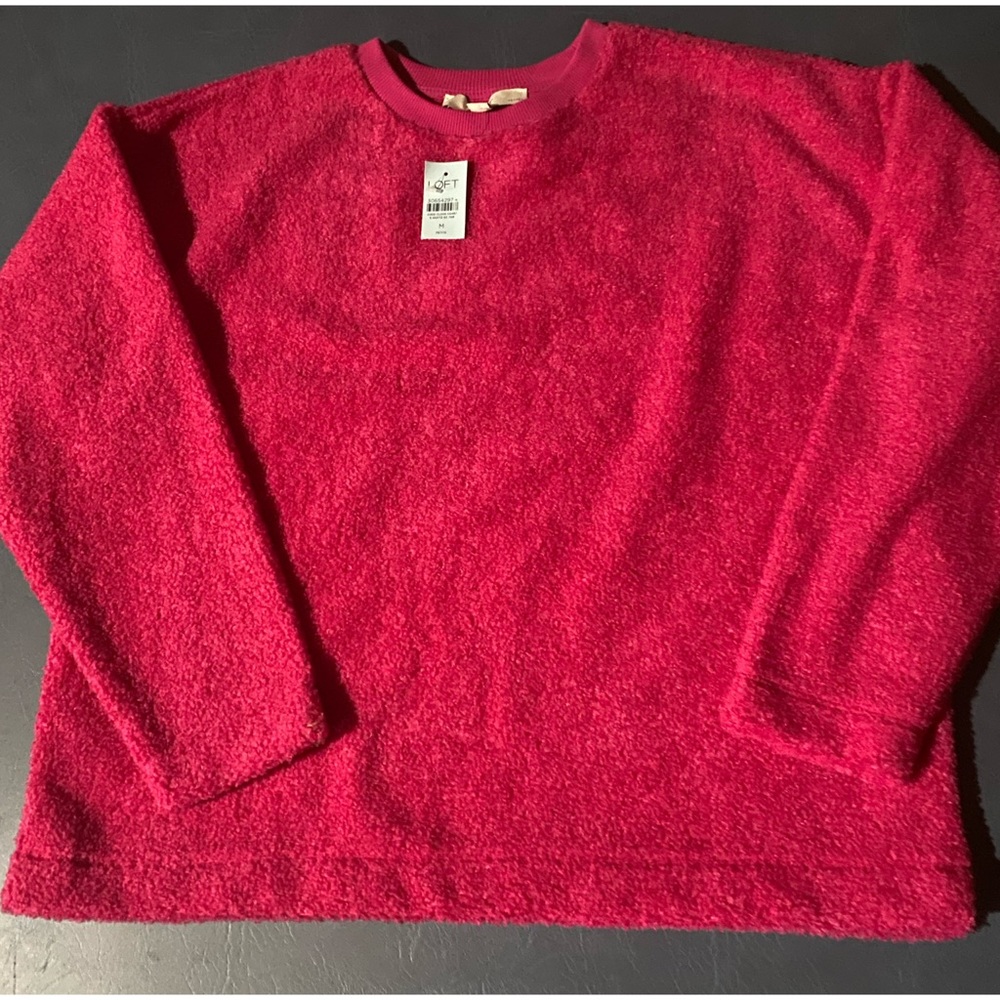 Loft Pink fuzzy sweater petite medium NWT
